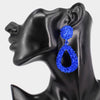 Blue Textured Metal Teardrop Fun Fashion Earrings