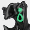 Green Textured Metal Teardrop Fun Fashion Earrings
