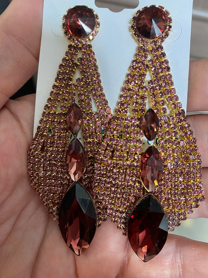 Mini Garnet / Deep Purple Chandelier Earrings | LMB - 008