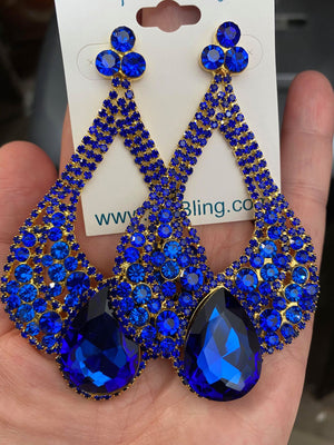Mini Sapphire Crystal Cut Out Drop Earrings | Prom Earrings | LMB - 010
