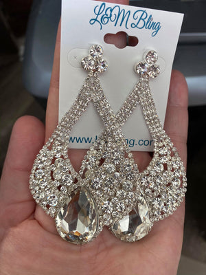 Mini Crystal Cut Out Drop Earrings | Prom Earrings | LMB - 012