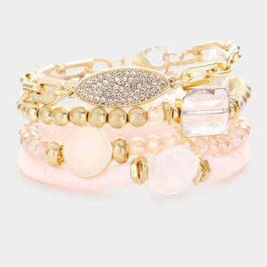 Heishi Pink Layered Fun Fashion Bracelets