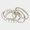 5 Pieces - AB Stone Stretch Multi Layered Pageant Bracelets | Prom Jewelry |  564240