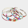 5 Pieces - Multi-Color Stone Stretch Multi Layered Pageant Bracelets | Prom Jewelry |  564246