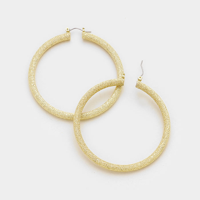 Gold Hoop Catch Earrings 2.25