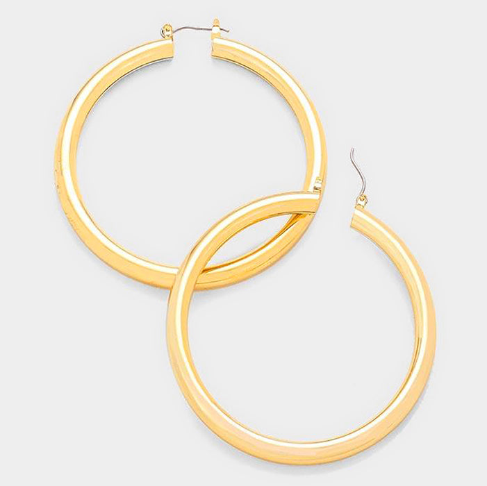 14K Gold Filled Metal Hoop Earrings | 3" 
