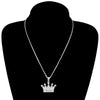 CZ Silver Crown Pendant Necklace