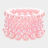 5 Piece Pink Pearl Strand Stretch Pageant Bracelet | Pearl Bracelet