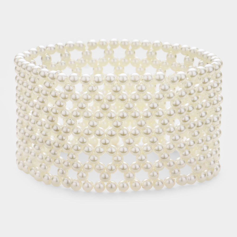 Cream Pearl Stretchable Bridal Bracelet | Wedding Bracelet