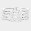 4 Row Bridal Rhinestone and White Pearl Bracelet  | Wedding Bracelet