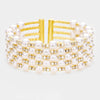 Cream Pearl and Rhinestone Embellished Bridal Cuff Bracelet 