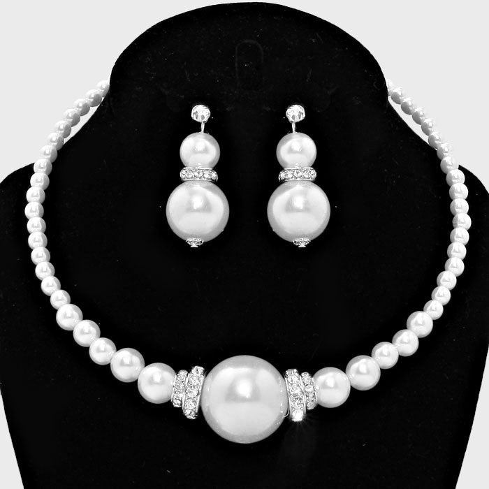 2 Sets Fashion Women Jewelry Set Pearl Necklace+Earrings For Bridal Wedding