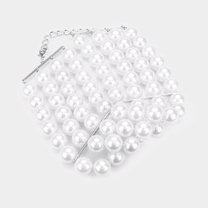 Multi Strand White Pearl Choker Necklace | Bridal Necklace | 380342