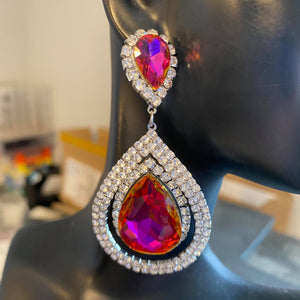 Large Purple\AB Crystal Teardrop Pageant Earrings  |  Prom Earrings | GE2094RHPUAB