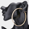 Large Clear Rhinestone Hoop Earrings on Gold | 3.5"
