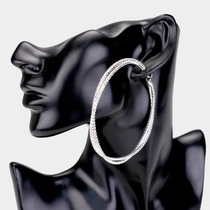 AB Rhinestone Double Open Hoop Earrings