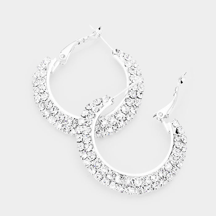 Clear Crystal Rhinestone Hoop Earrings
