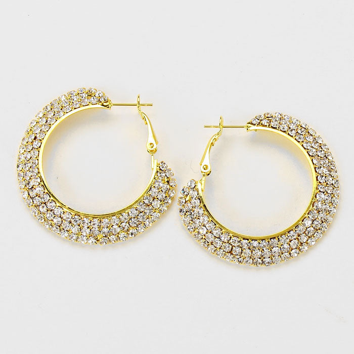 Little Girls Crystal Hoop Earrings on Gold