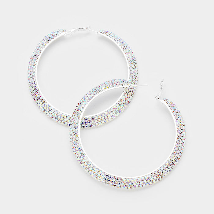 Three Row AB Crystal Rhinestone Hoops