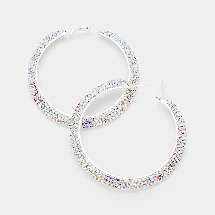 Three Row AB Crystal Rhinestone Hoops 