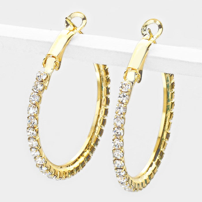 1.25' Crystal rhinestone hoop earrings