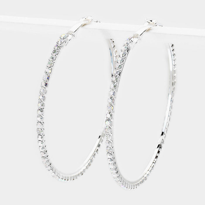 Crystal Rhinestone Hoop Earrings | 2.5