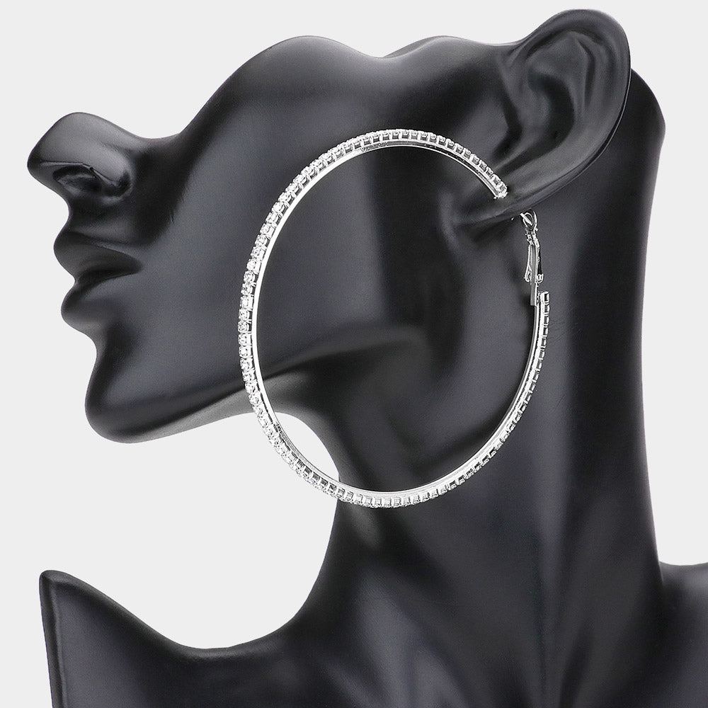 Crystal Hoop Earrings | 3"