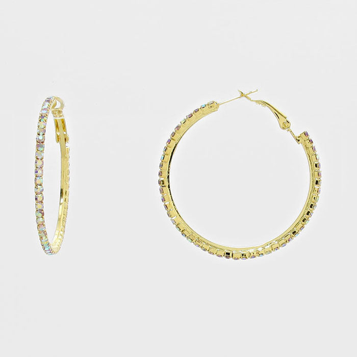 Little Girls AB Crystal Gold Hoop Earrings
