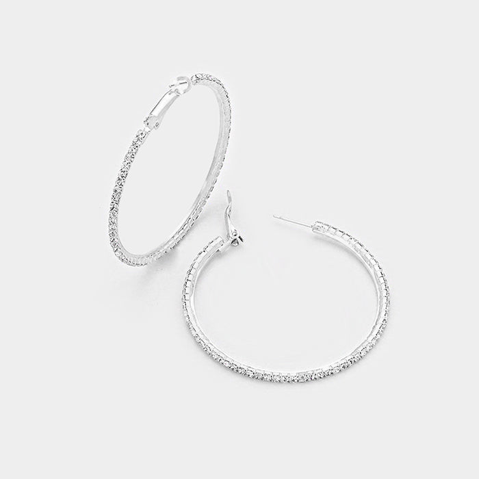 Little Girls Crystal Hoop Earrings  | 2"