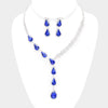 Blue Crystal Teardrop Rhinestone Necklace Set  | Prom Jewelry