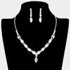AB Crystal Teardrop Stone Accented Rhinestone Prom Necklace | Homecoming Jewelry 