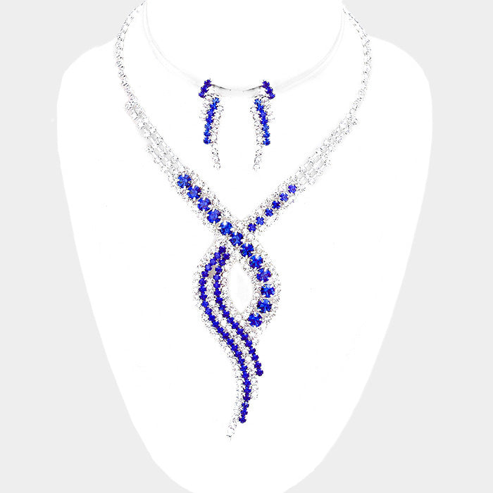 Blue Swirl Rhinestone Jewelry Set