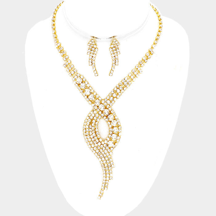 Clear Swirl Rhinestone Jewelry Set