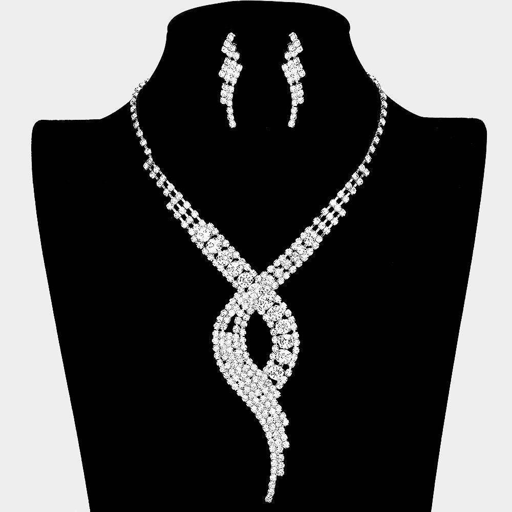 Clear Swirl Rhinestone Jewelry Set 