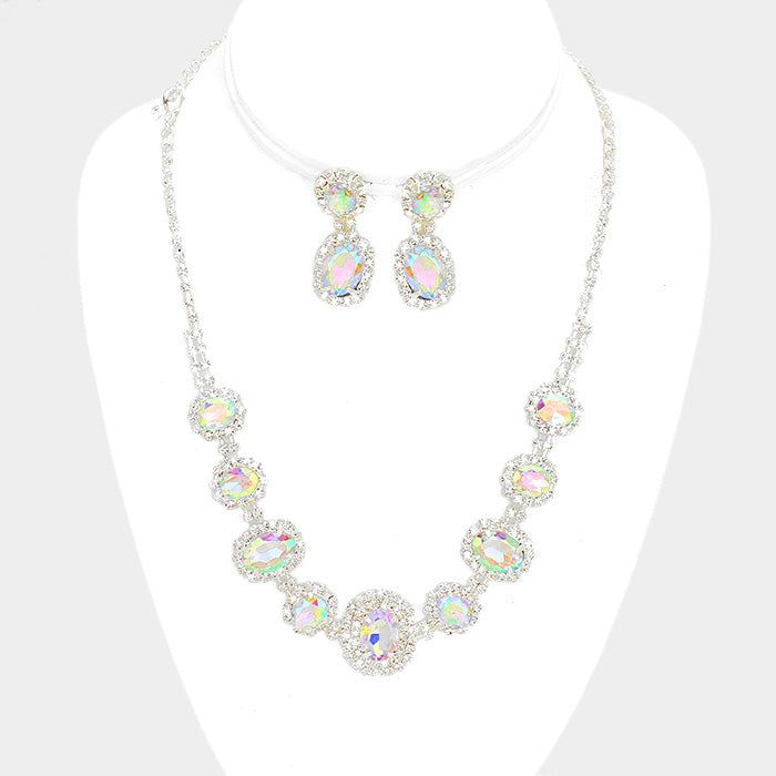 Pave Trim AB Rhinestone Necklace and Earrings  | 345836