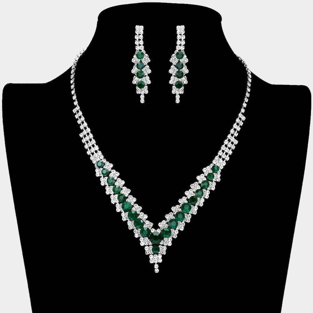 Regally Refined - Green Rhinestone Necklace - Chic Jewelry Boutique