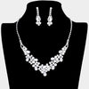 Clear Rhinestone Floral Prom Necklace Set  | Homecoming Necklace Set