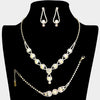 AB Rhinestone 3 Piece Jewelry Set on Gold  | Formal Jewelry