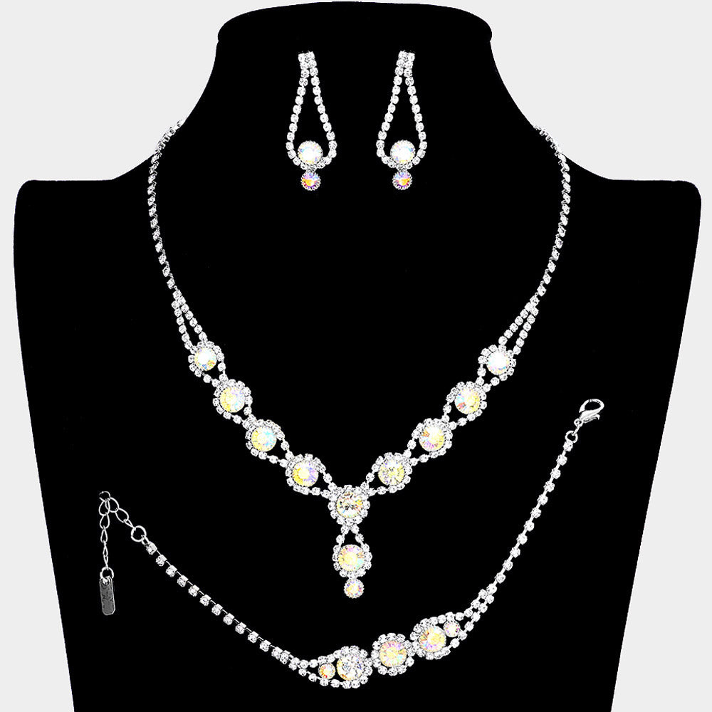 AB Rhinestone 3 Piece Jewelry Set  | Formal Jewelry