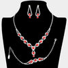 Red Rhinestone 3 Piece Jewelry Set  | Formal Jewelry