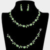 3 Piece Green Flower Rhinestone Jewelry Set | Homecoming Jewelry 