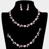 3 Piece Pink Flower Rhinestone Jewelry Set | Homecoming Jewelry 
