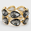 Black Diamond Crystal Teardrop Stretch Bracelet on Gold