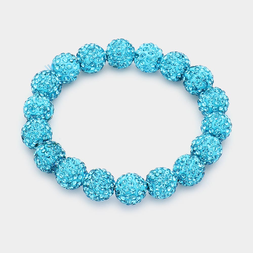 Aqua Rhinestone Ball Stretch  | Fun Fashion