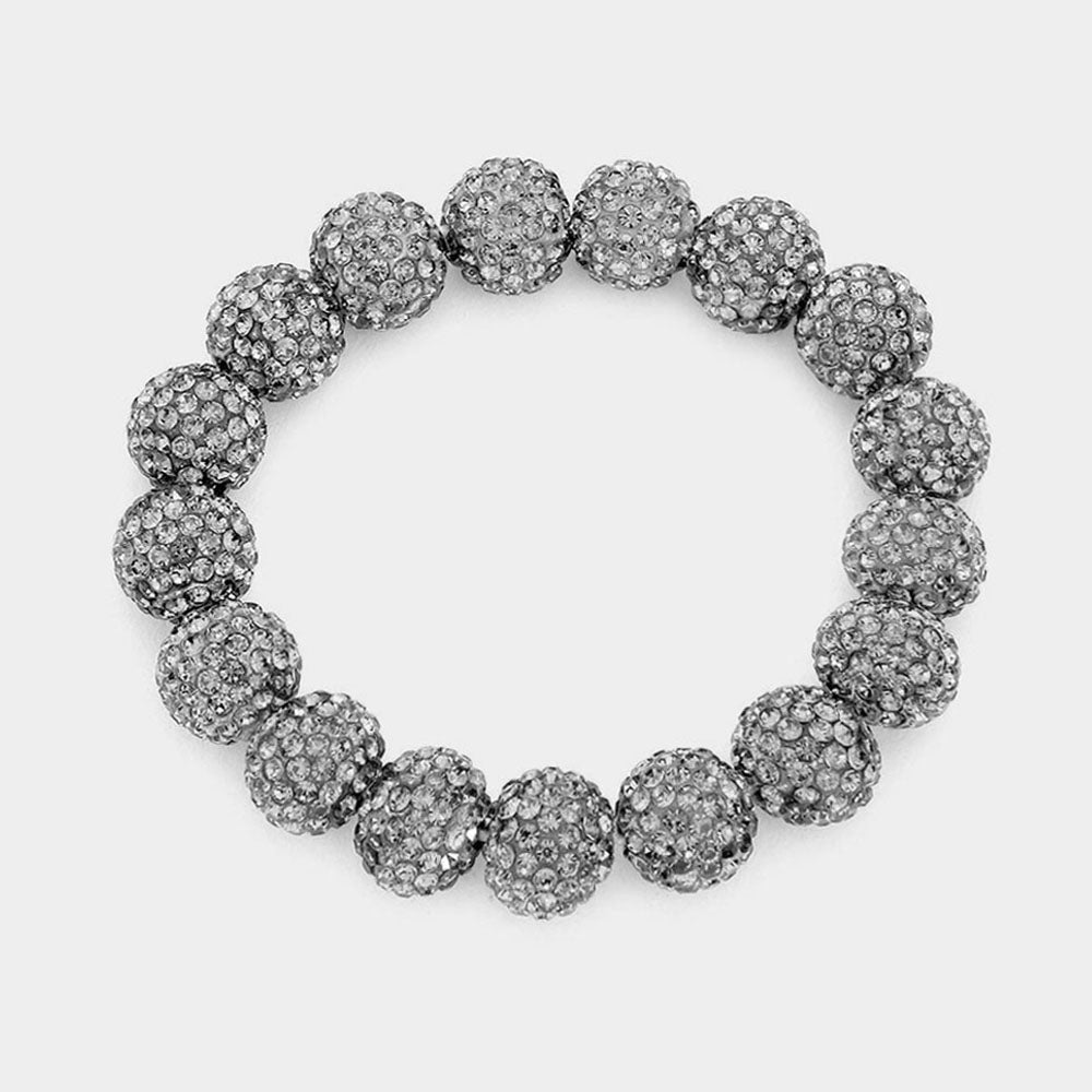 Hematite Rhinestone Ball Stretch  | Fun Fashion