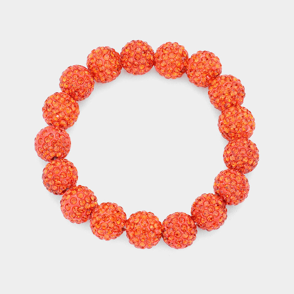 Orange Rhinestone Ball Stretch  | Fun Fashion
