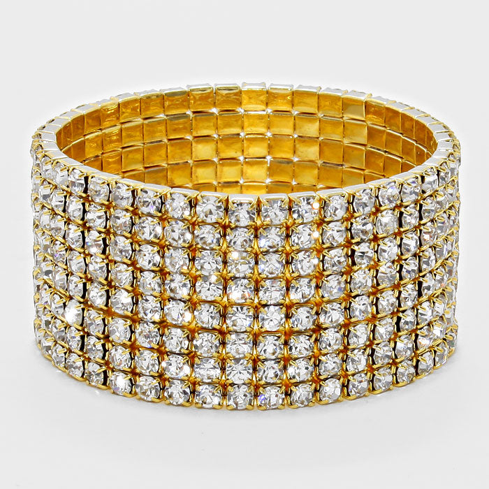 8-Row Crystal Rhinestone Stretchable Bracelet