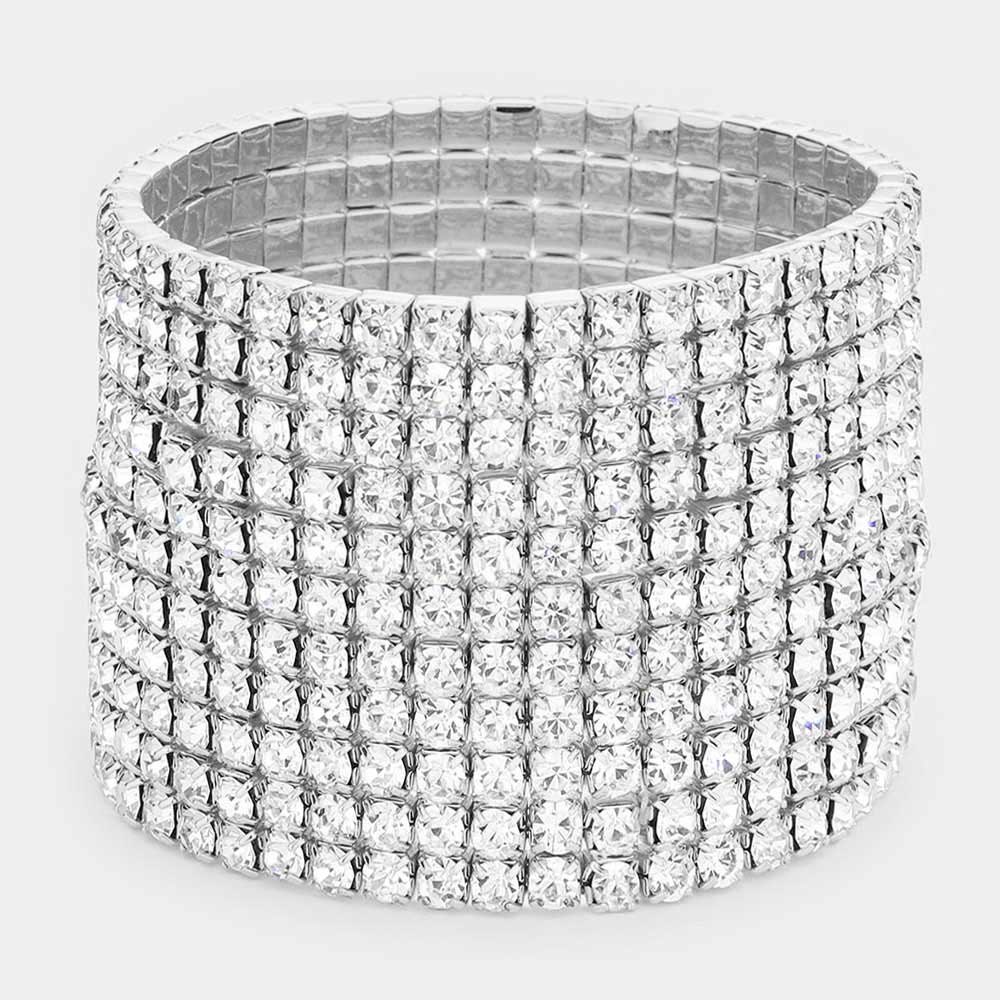 11-Row Crystal Rhinestone Stretchable Bracelet