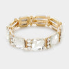 Clear Emerald Cut Stretch Bracelet on Gold