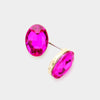 Small Fuchsia Oval Crystal Stud Earrings